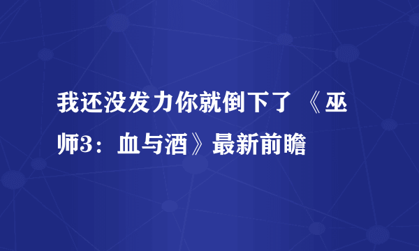 我还没发力你就倒下了 《巫师3：血与酒》最新前瞻