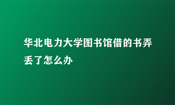 华北电力大学图书馆借的书弄丢了怎么办