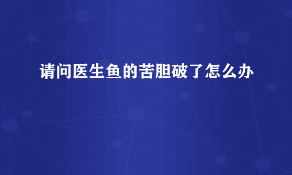 请问医生鱼的苦胆破了怎么办