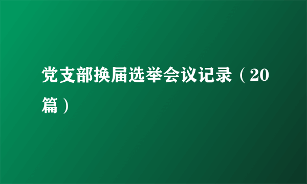 党支部换届选举会议记录（20篇）