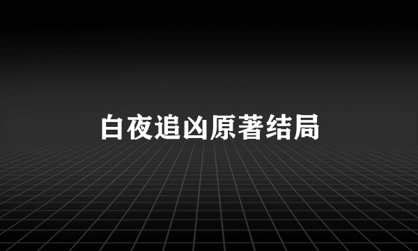 白夜追凶原著结局