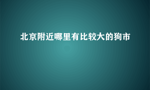 北京附近哪里有比较大的狗市