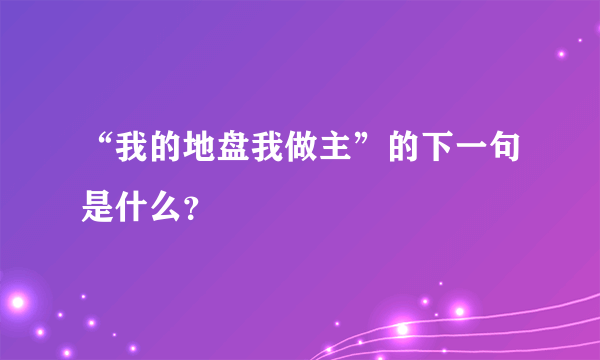 “我的地盘我做主”的下一句是什么？