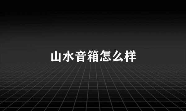 山水音箱怎么样