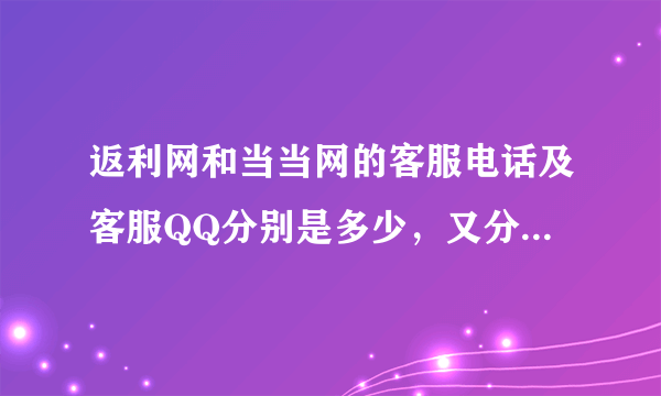 返利网和当当网的客服电话及客服QQ分别是多少，又分别是什么网站？！