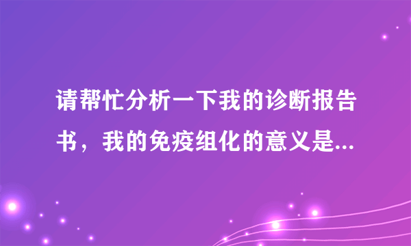 请帮忙分析一下我的诊断报告书，我的免疫组化的意义是什么呢？