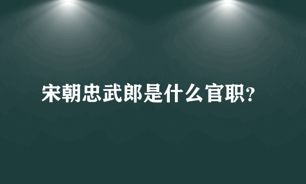 宋朝忠武郎是什么官职？