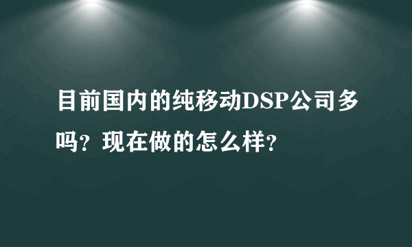 目前国内的纯移动DSP公司多吗？现在做的怎么样？