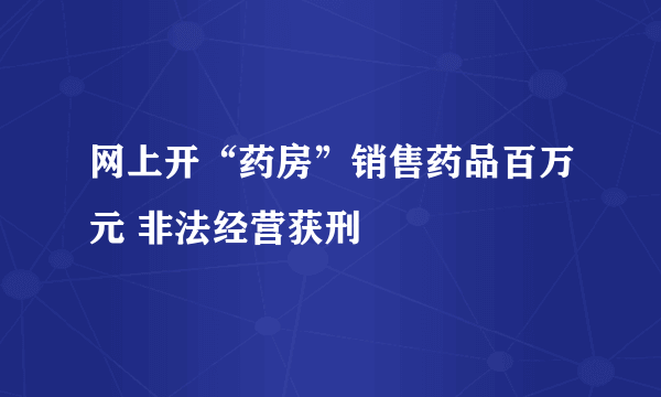 网上开“药房”销售药品百万元 非法经营获刑