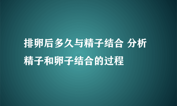 排卵后多久与精子结合 分析精子和卵子结合的过程