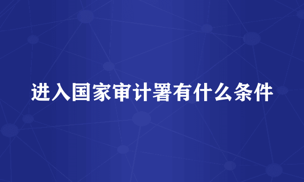 进入国家审计署有什么条件