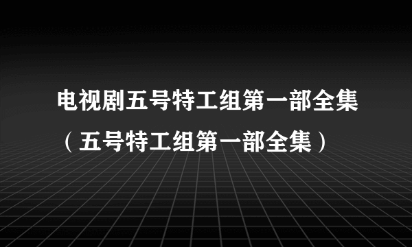 电视剧五号特工组第一部全集（五号特工组第一部全集）