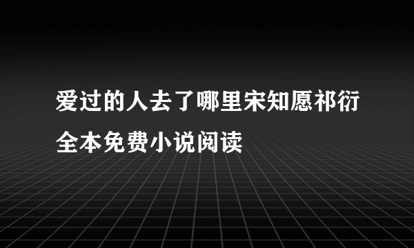 爱过的人去了哪里宋知愿祁衍全本免费小说阅读