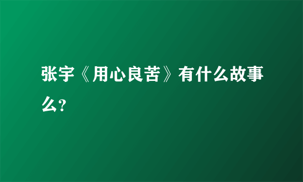 张宇《用心良苦》有什么故事么？