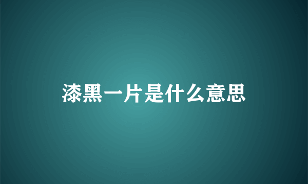 漆黑一片是什么意思