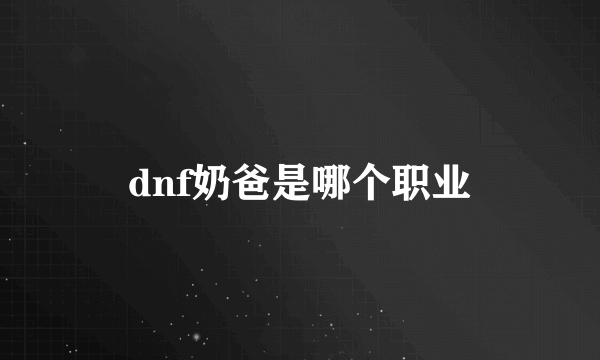 dnf奶爸是哪个职业