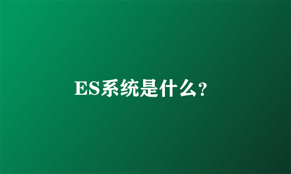 ES系统是什么？