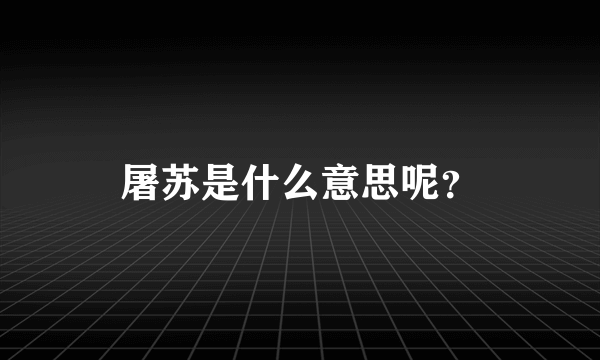 屠苏是什么意思呢？