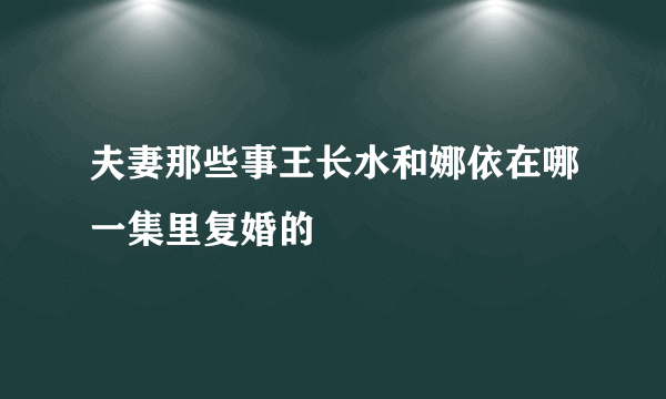 夫妻那些事王长水和娜依在哪一集里复婚的