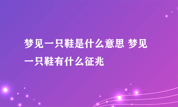 梦见一只鞋是什么意思 梦见一只鞋有什么征兆