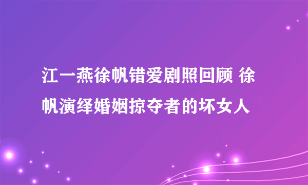 江一燕徐帆错爱剧照回顾 徐帆演绎婚姻掠夺者的坏女人