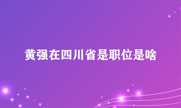 黄强在四川省是职位是啥