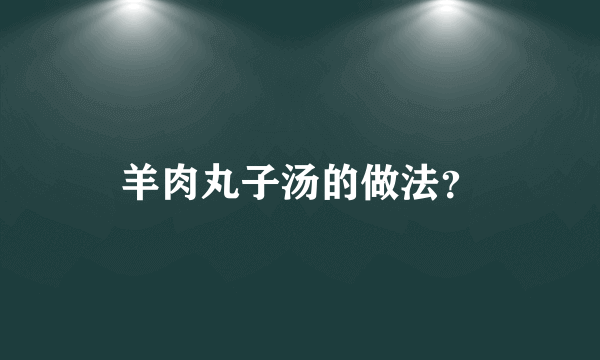 羊肉丸子汤的做法？