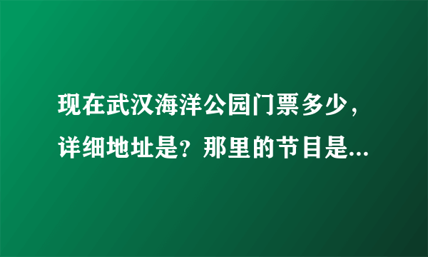 现在武汉海洋公园门票多少，详细地址是？那里的节目是怎么安排的，两外还有收费吗？