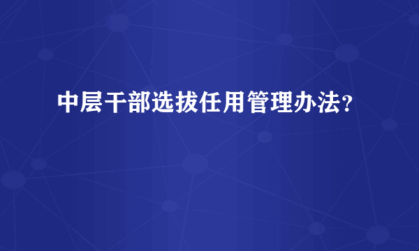 中层干部选拔任用管理办法？