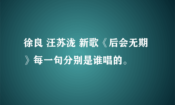 徐良 汪苏泷 新歌《后会无期》每一句分别是谁唱的。