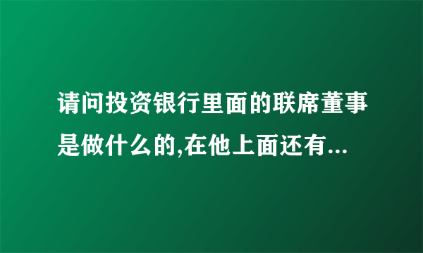 请问投资银行里面的联席董事是做什么的,在他上面还有些什么职位?