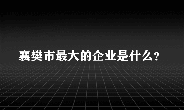 襄樊市最大的企业是什么？