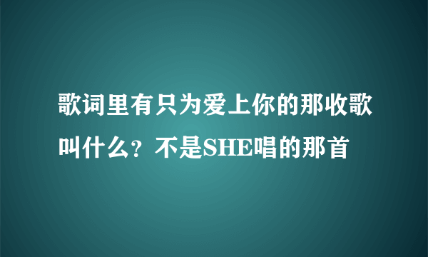 歌词里有只为爱上你的那收歌叫什么？不是SHE唱的那首