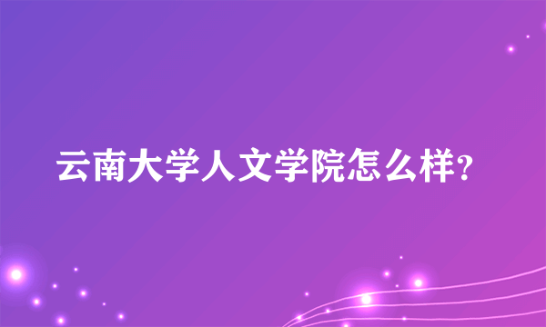 云南大学人文学院怎么样？