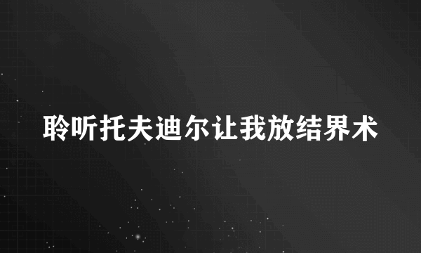 聆听托夫迪尔让我放结界术