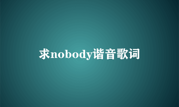 求nobody谐音歌词