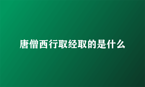 唐僧西行取经取的是什么