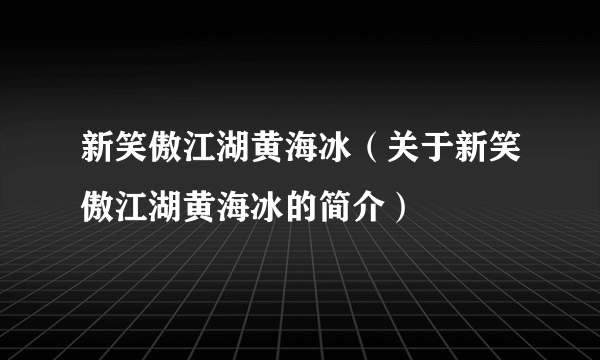 新笑傲江湖黄海冰（关于新笑傲江湖黄海冰的简介）