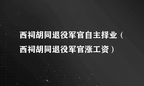 西祠胡同退役军官自主择业（西祠胡同退役军官涨工资）