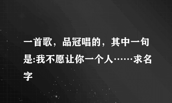 一首歌，品冠唱的，其中一句是:我不愿让你一个人……求名字