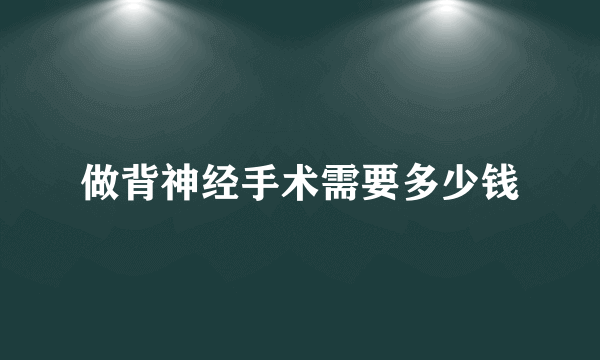 做背神经手术需要多少钱