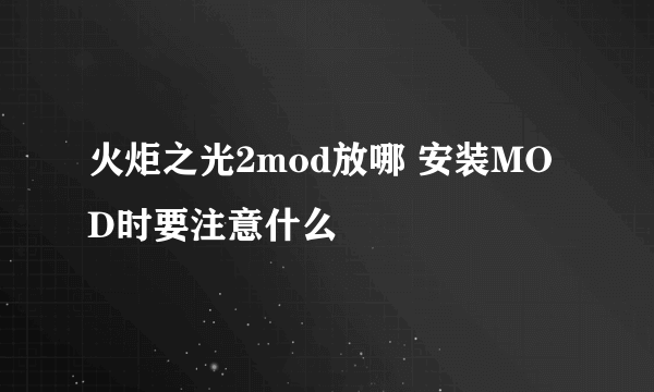 火炬之光2mod放哪 安装MOD时要注意什么