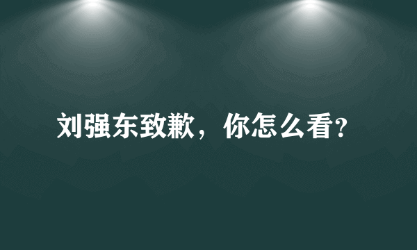 刘强东致歉，你怎么看？