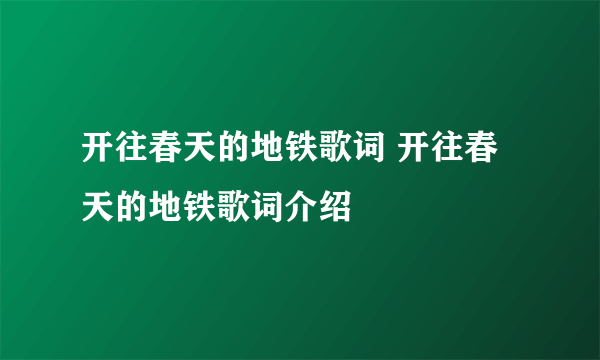 开往春天的地铁歌词 开往春天的地铁歌词介绍