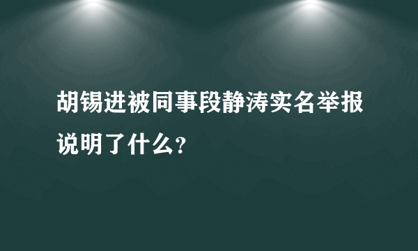 胡锡进被同事段静涛实名举报说明了什么？