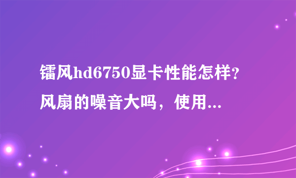 镭风hd6750显卡性能怎样？风扇的噪音大吗，使用过的说一下？