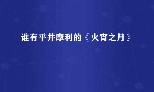 谁有平井摩利的《火宵之月》