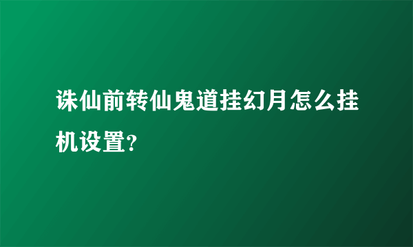 诛仙前转仙鬼道挂幻月怎么挂机设置？