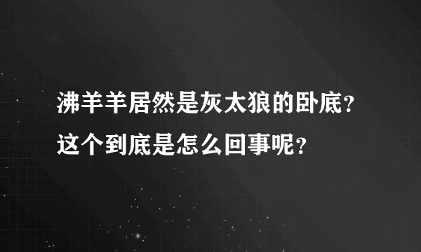 沸羊羊居然是灰太狼的卧底？这个到底是怎么回事呢？