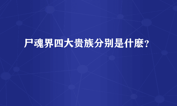 尸魂界四大贵族分别是什麽？